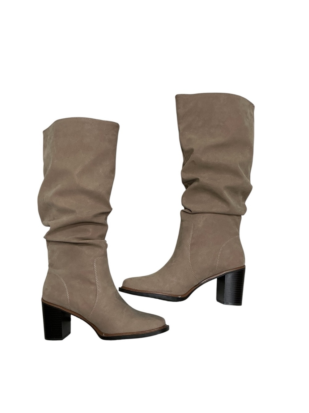 NWOB Maurices Carissa Slouch Tall Boots Women’s Size 7 Beige Faux Suede Pull On - Picture 6 of 10